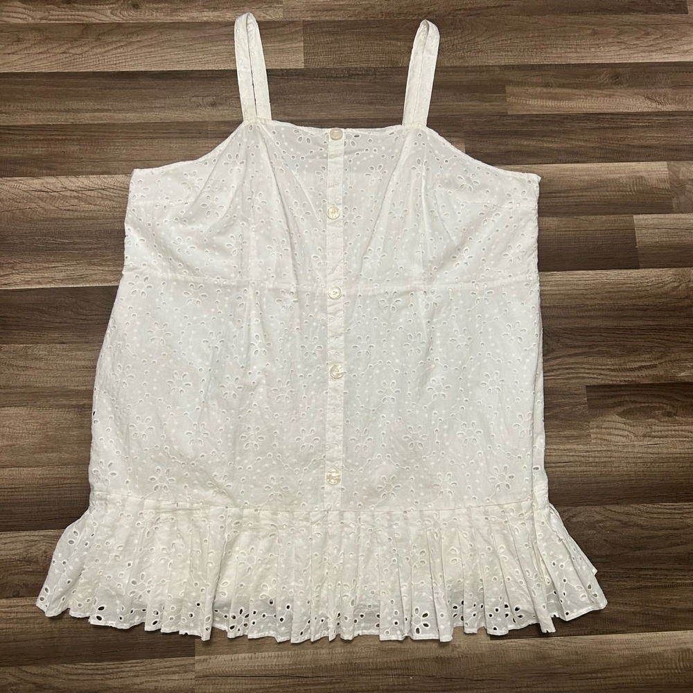 Alexis Sun Dress 4X White NEW Eyelet Smocked Ruffle Cottagecore Boho Coquette